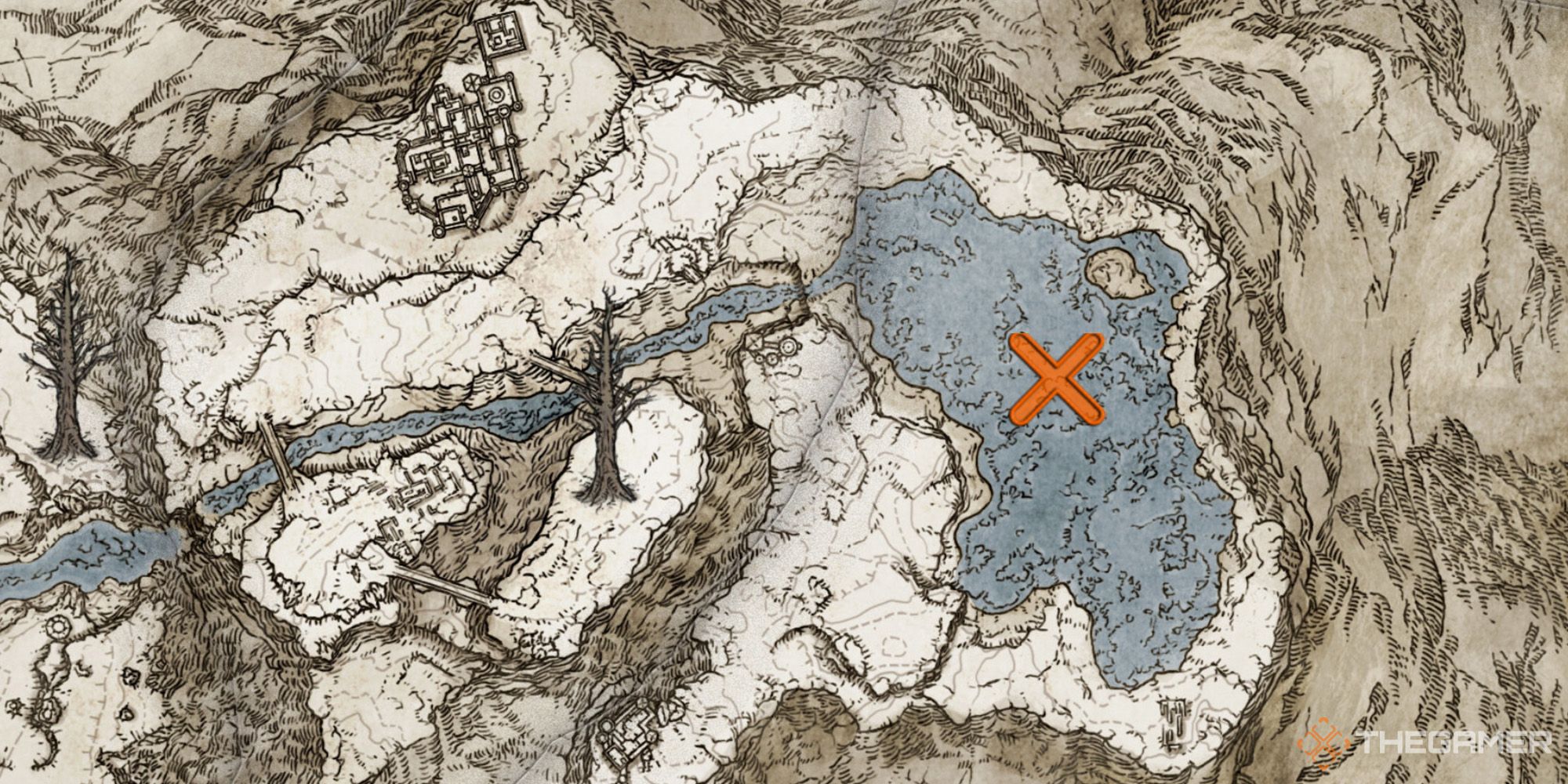 Map showing the location of Borealis the Freezing Fog within Mountaintops of the Giants in Elden Ring