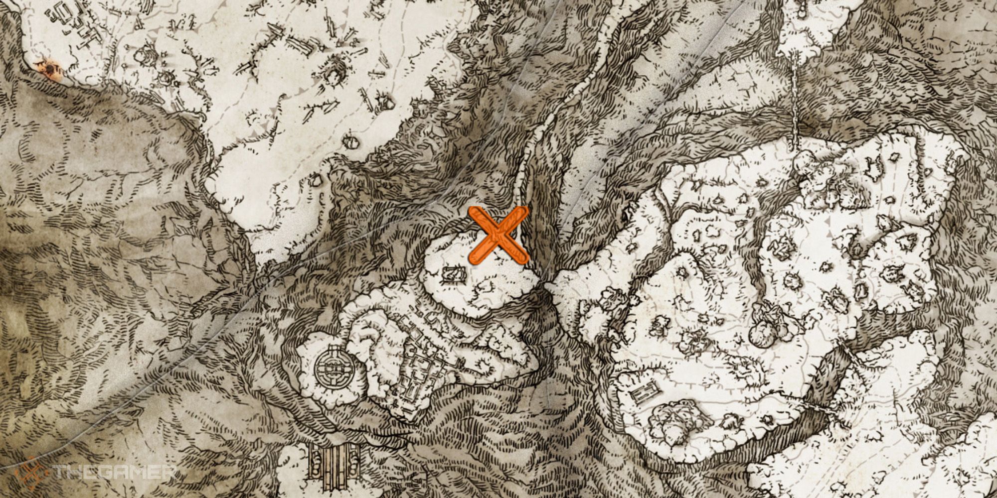 Map showing the location of the Briars of Punishment Sorcery in Elden Ring