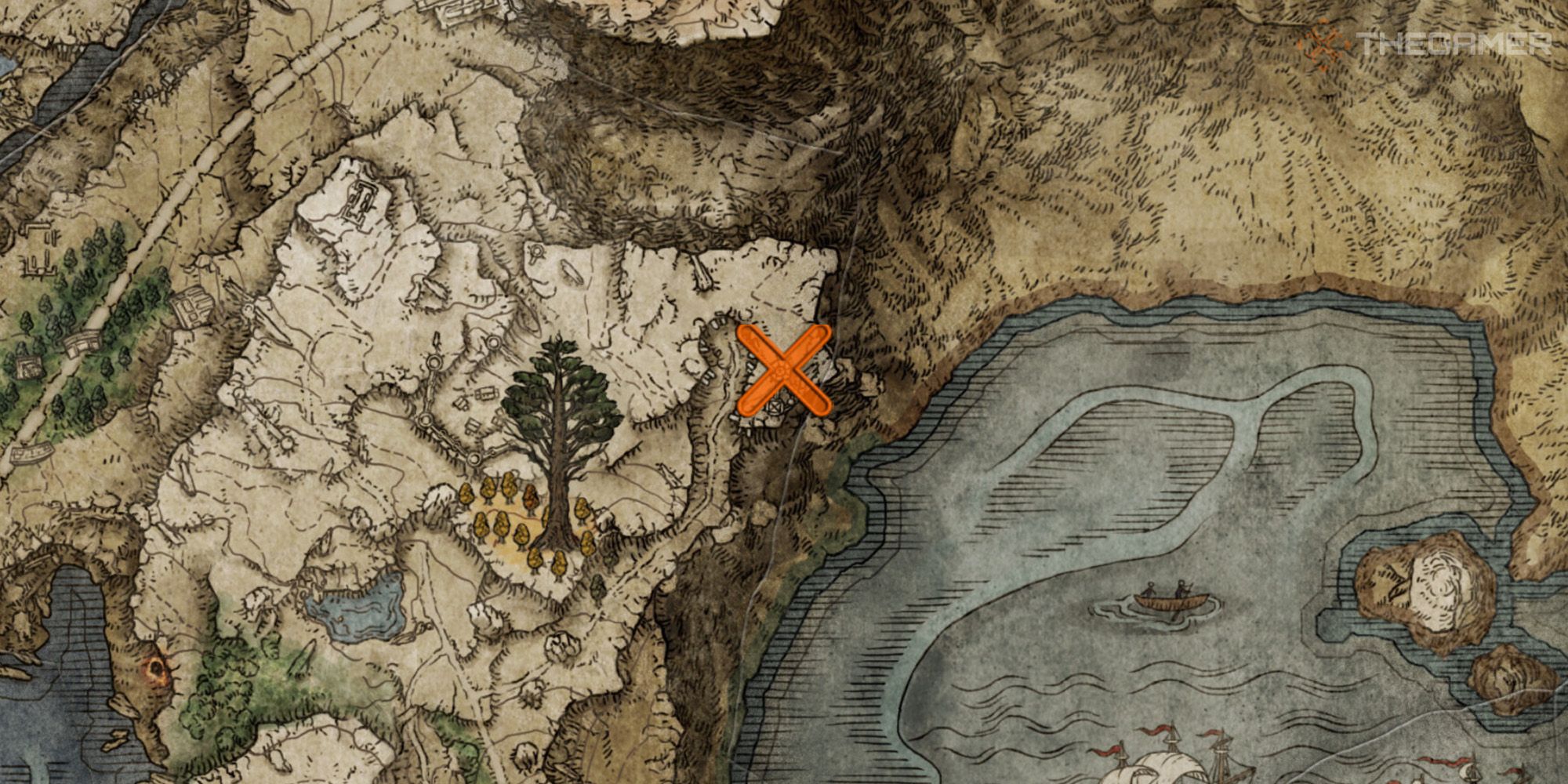 Map showing the location of the Cannon of Haima Sorcery in Elden Ring