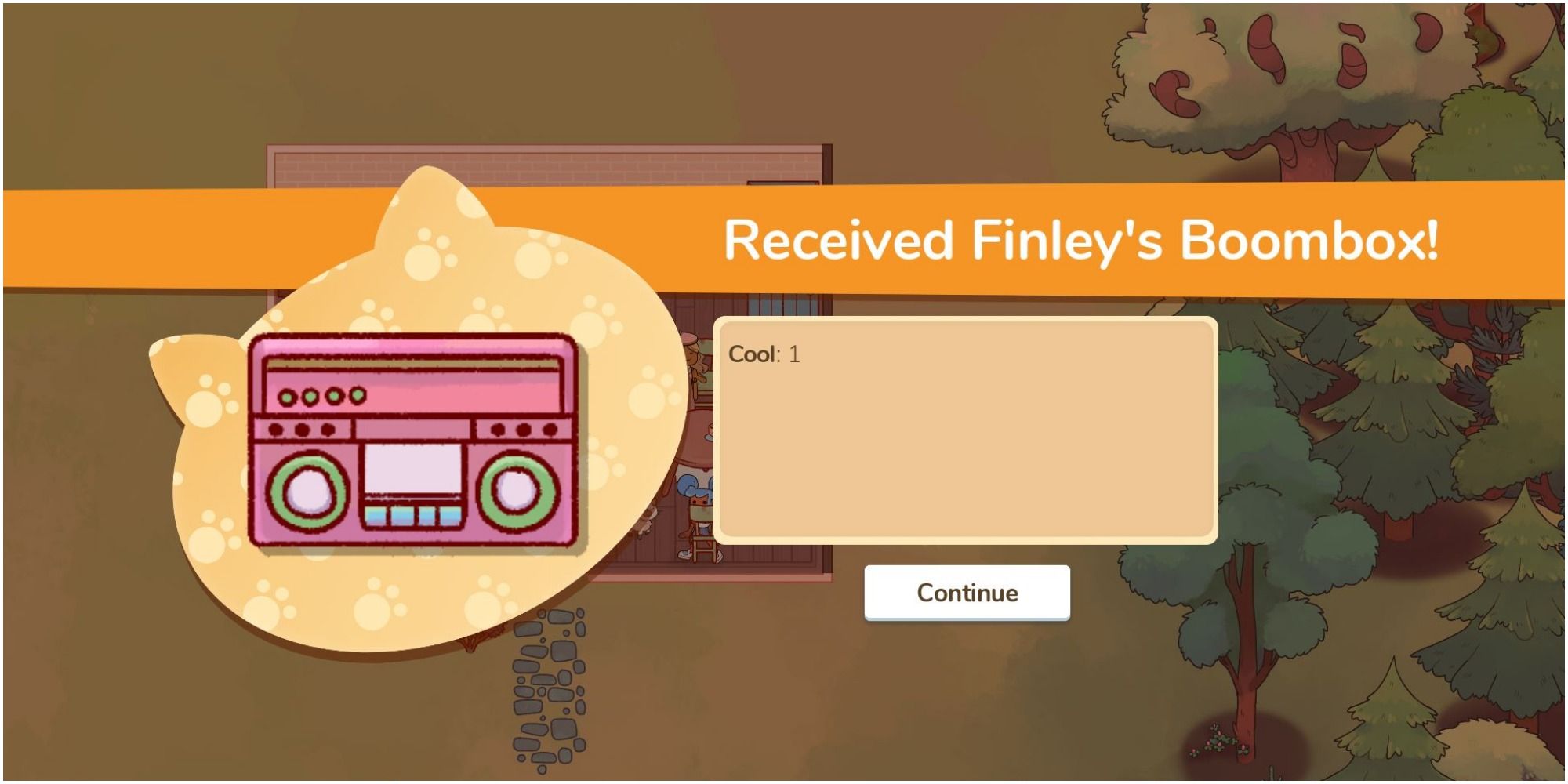 Finley's Boombox showing a stat for plus one cool