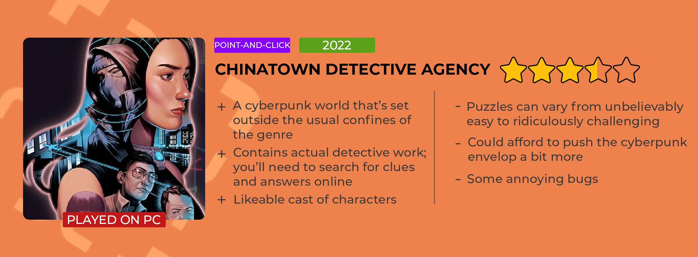 Chinatown Detective Agency Review Card