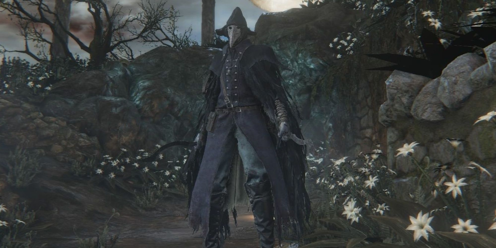 Bloodborne: Hunter Wearing Eileen The Crows Crowfeather Set