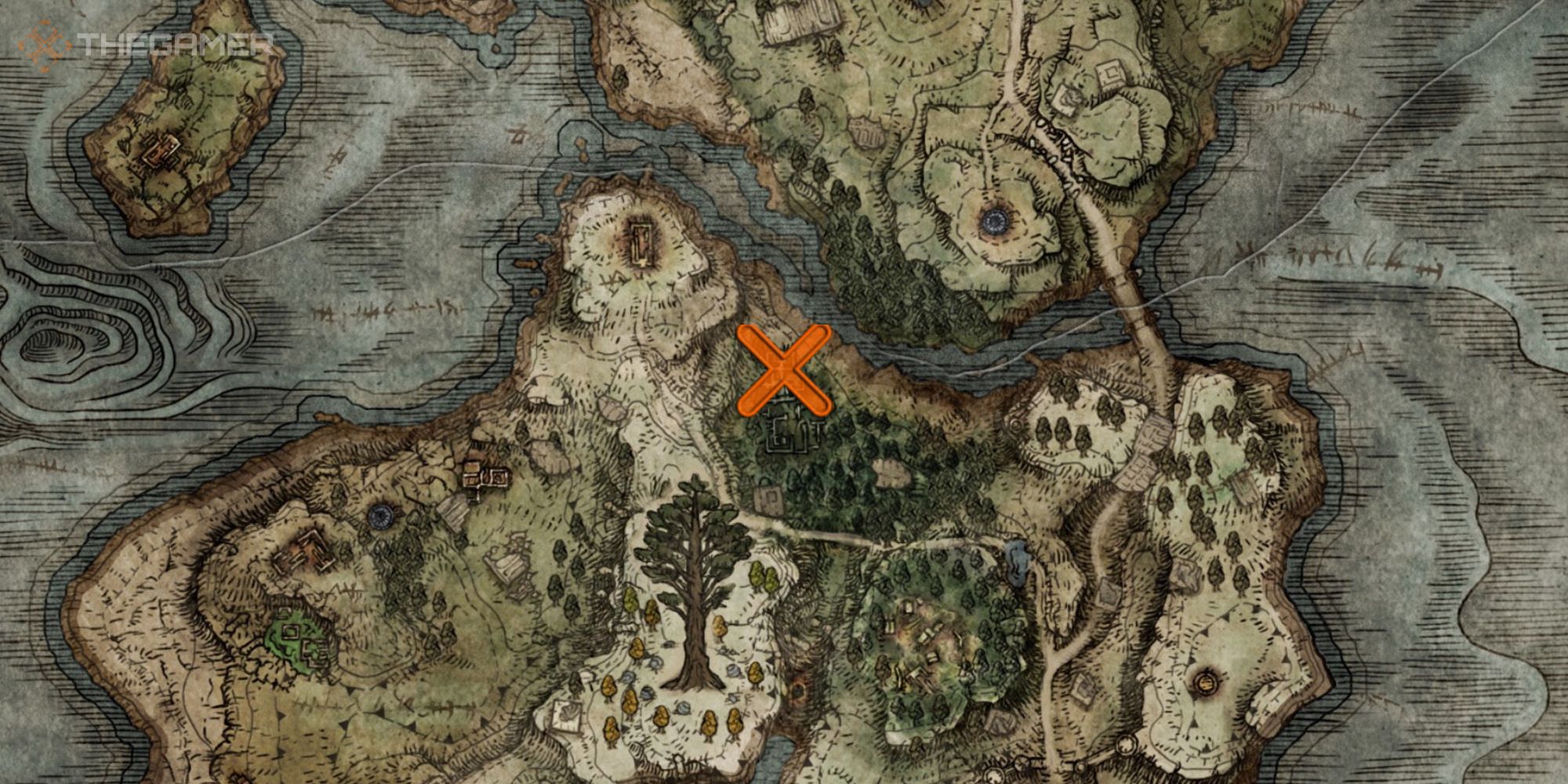 Map showing the location of the Crystal Burst Sorcery in Elden Ring