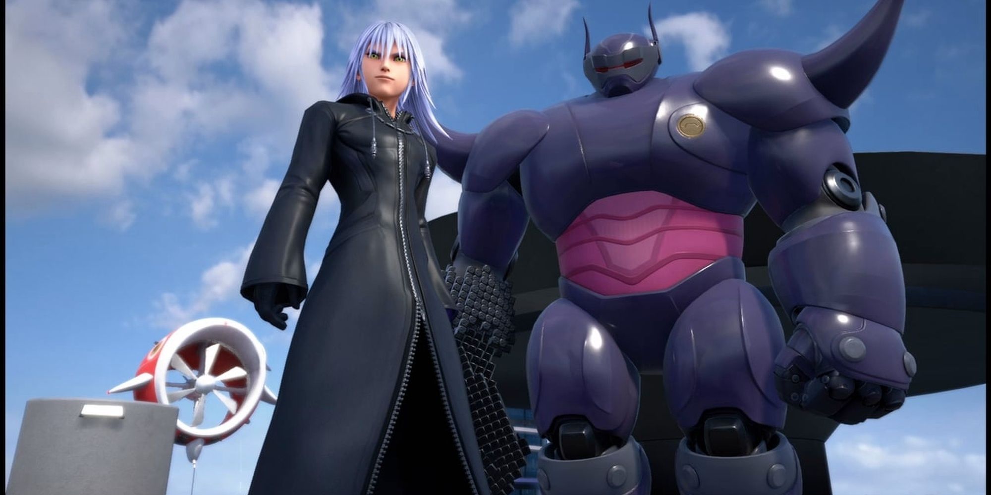 Dark Riku and Baymax in Kingdom Hearts 3