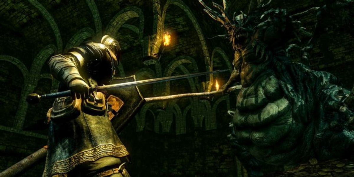 player fighting the gaping demon in Dark Souls