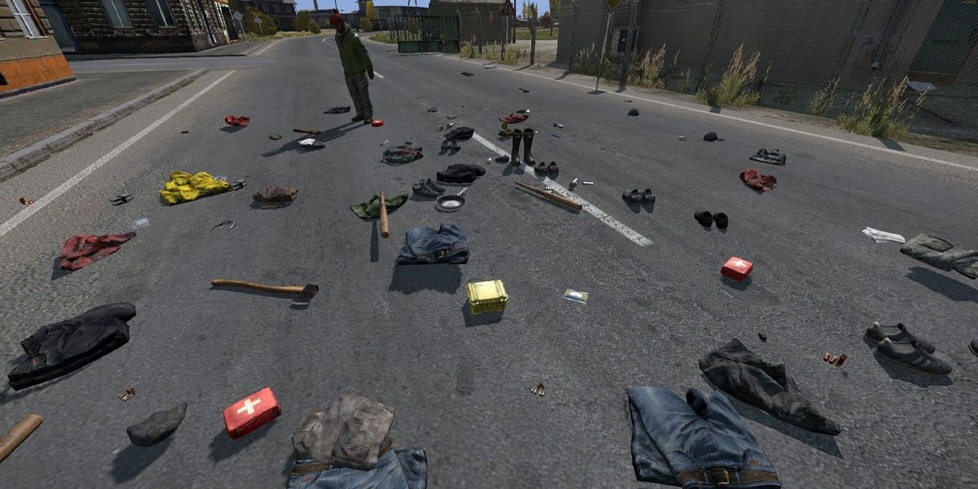 DayZ: A Large Number Of Ingame Items Displayed On The Highway