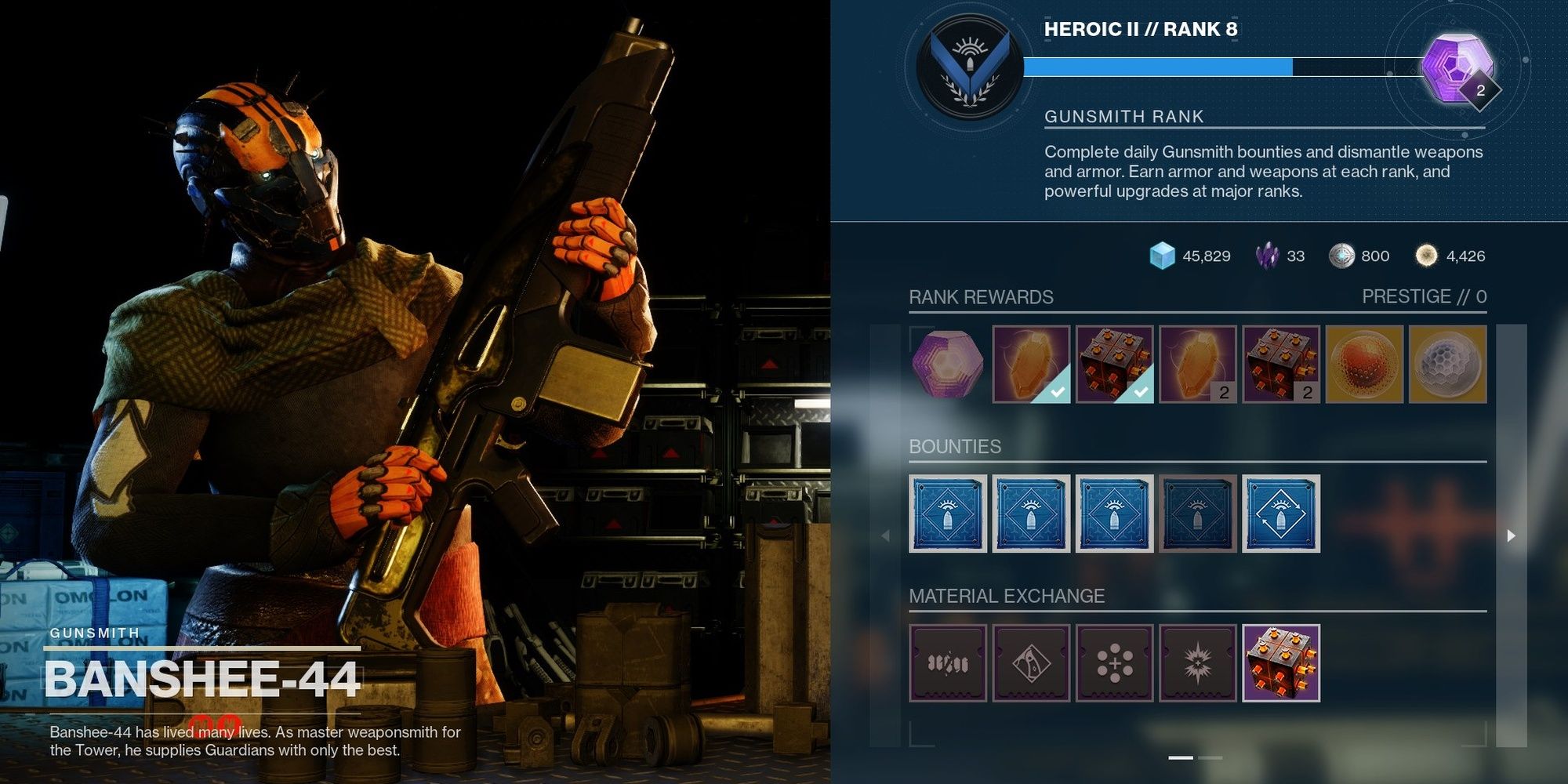 Destiny 2 Banshee-44 Gunsmith Rewards