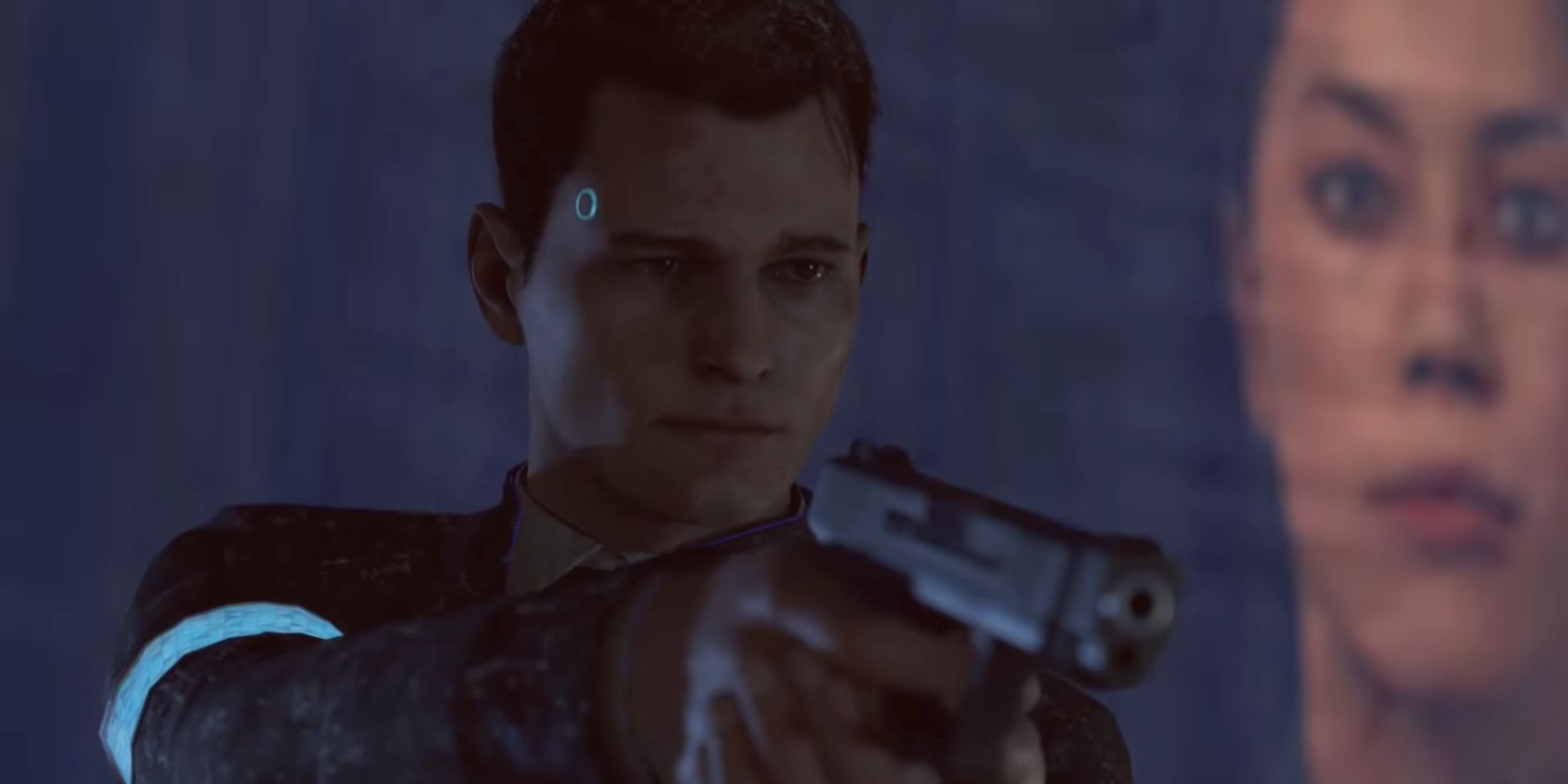 Detroit Become Human Screenshot Of Connor Aims Gun