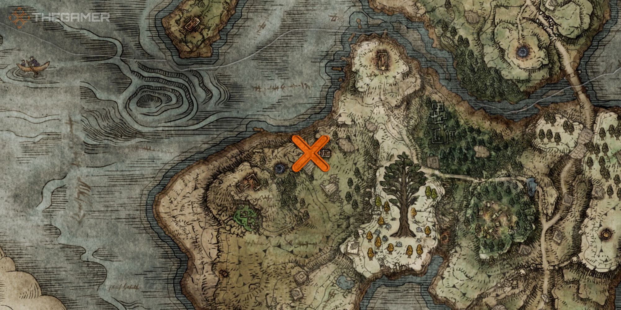 Map showing the location of the Divine Fortification Incantation in Elden Ring