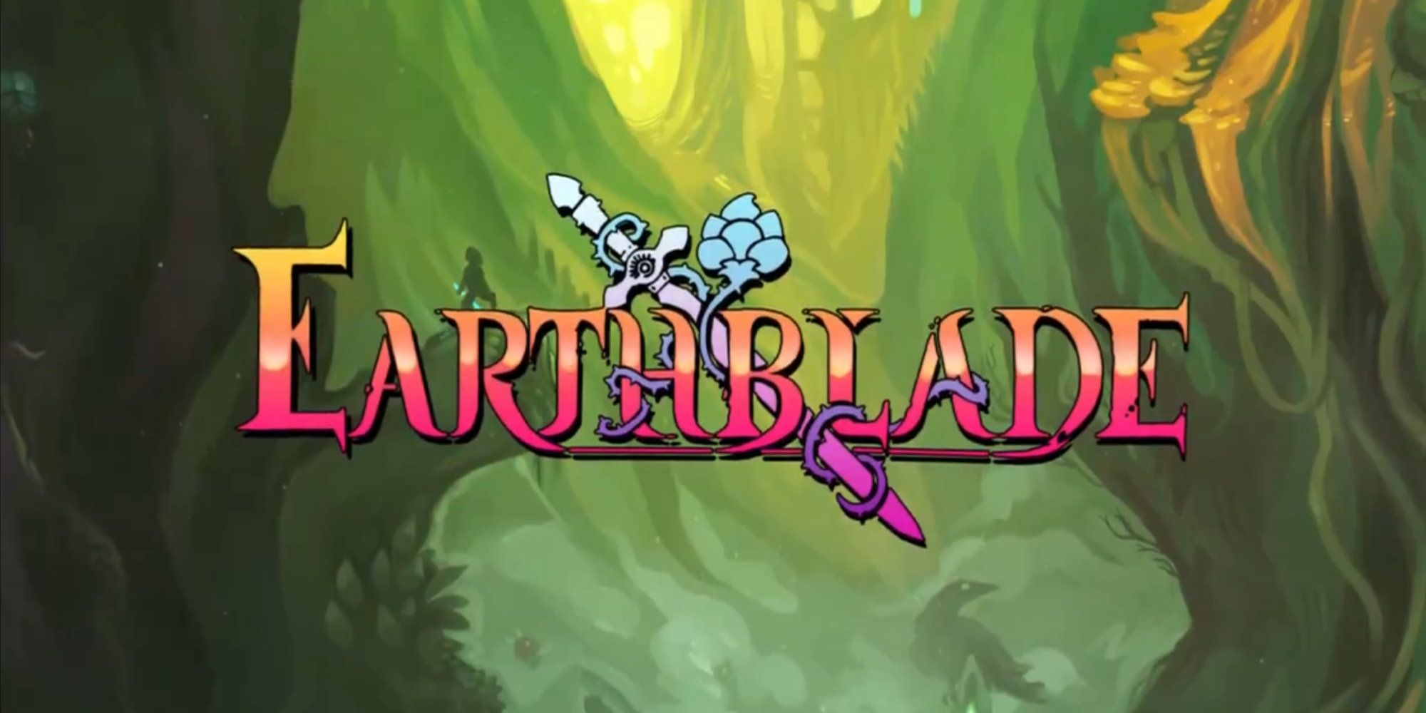 Earthblade title text showing a sword and green forest in the background.