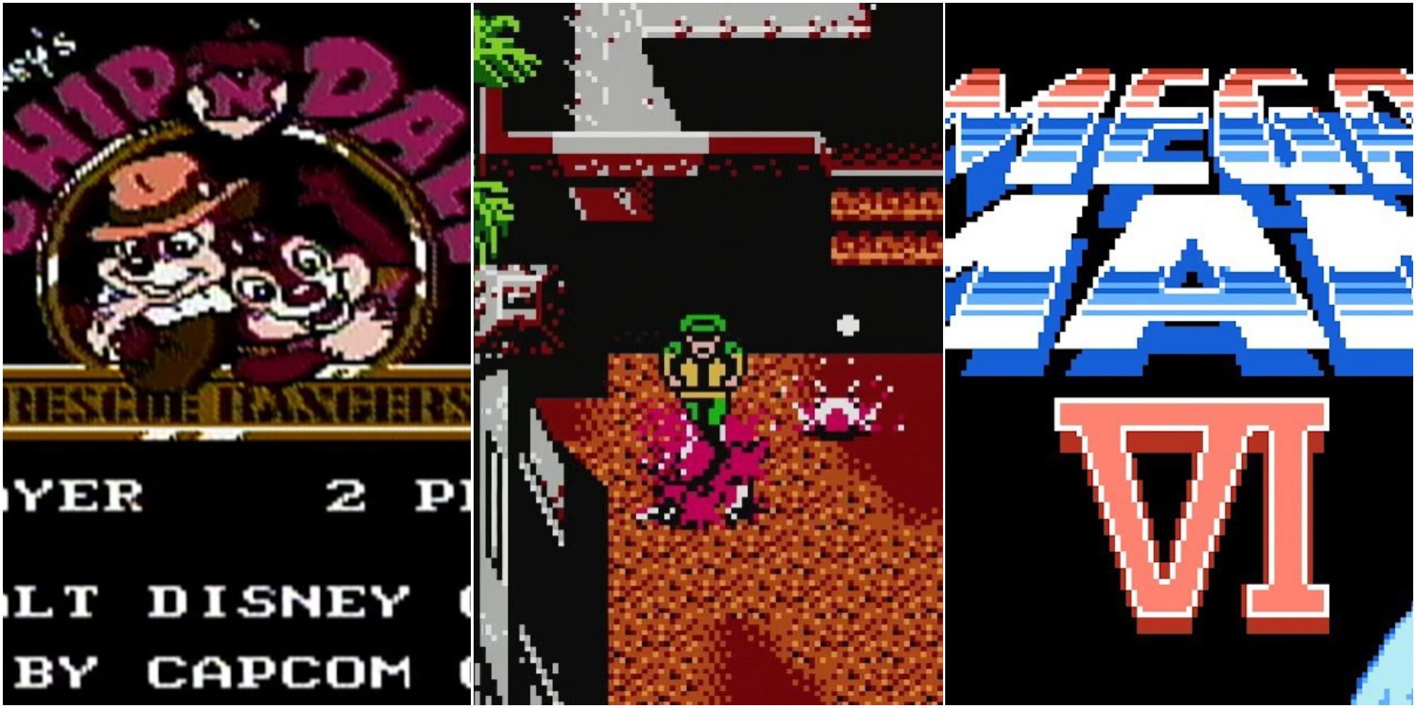 Easiest NES Games feature with Mega Man 6, Chip n Dale, and Guerrilla War