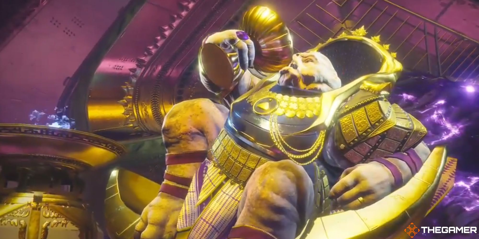 Emperor Calus sitting on his throne  from Destiny 2
