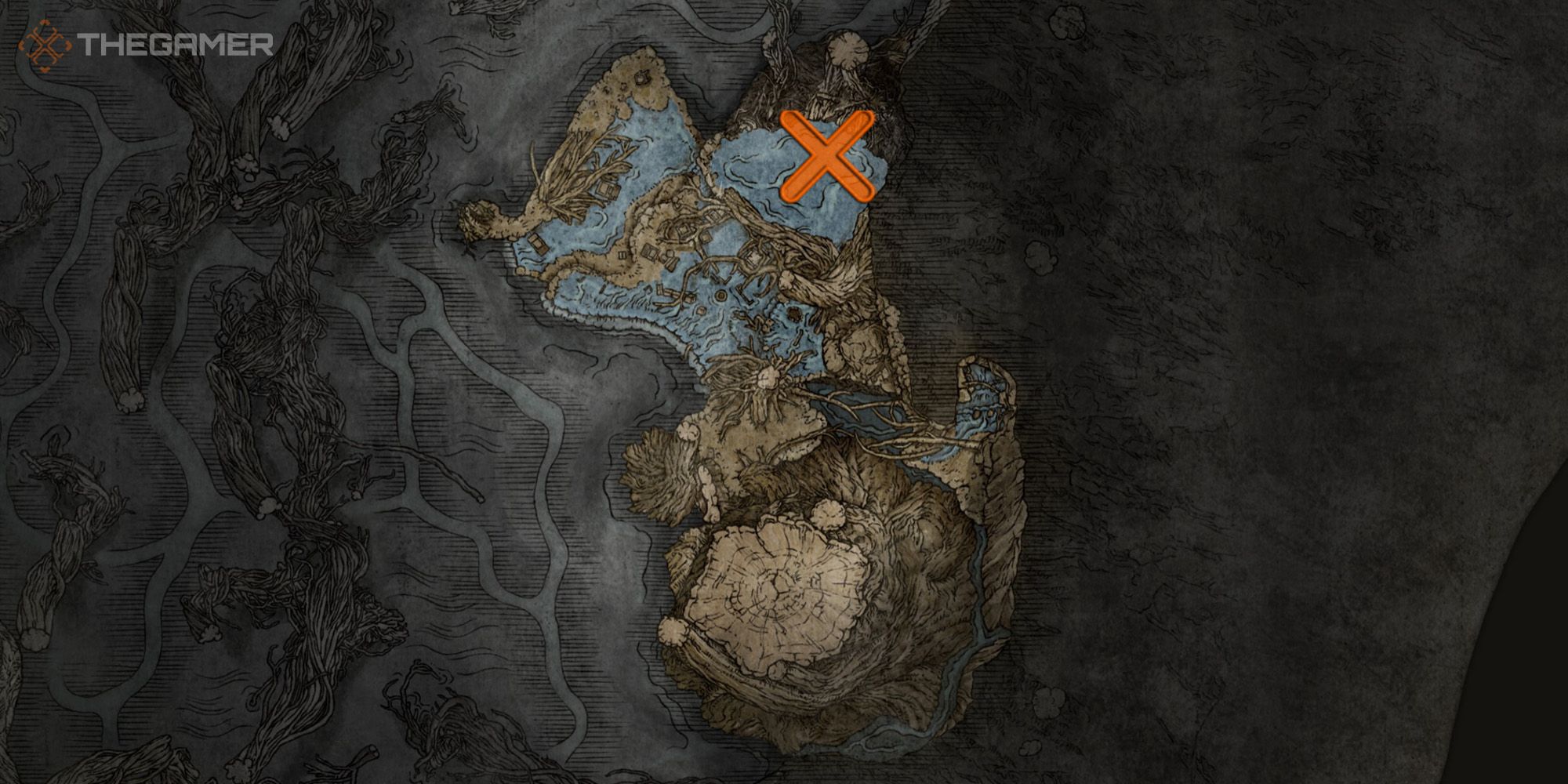Map showing the location of the Fia's Mist Sorcery in Elden Ring