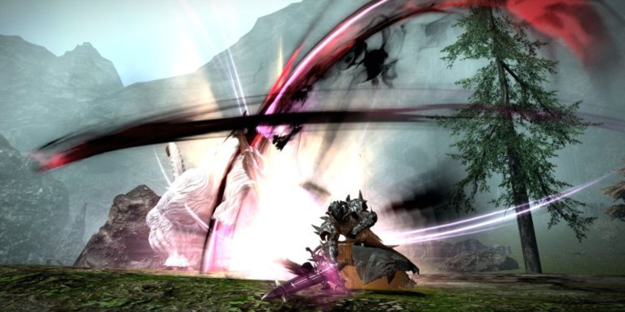 The Dark Knight in combat showing of their Blood Blade in Final Fantasy 14