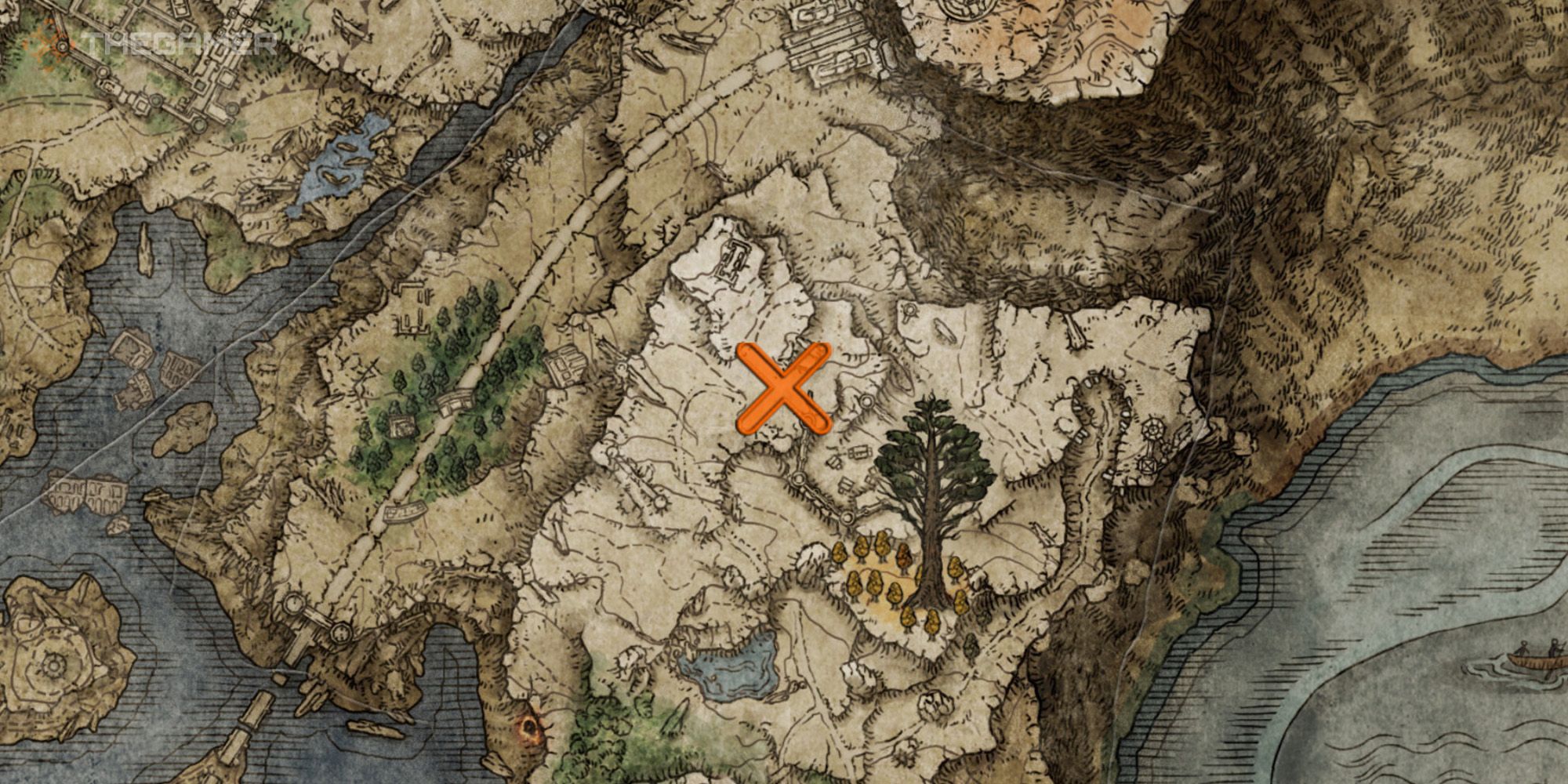 Map showing the location of the Frenzied Burst Incantation in Elden Ring