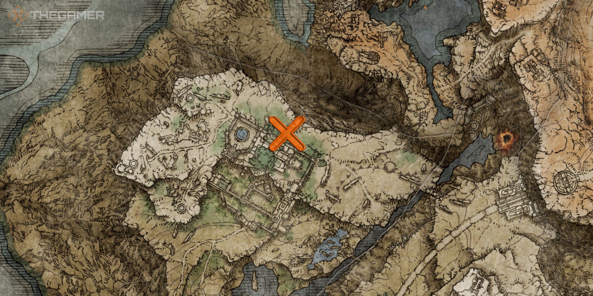 Map showing the location of the Frozen Armament Sorcery in Elden Ring