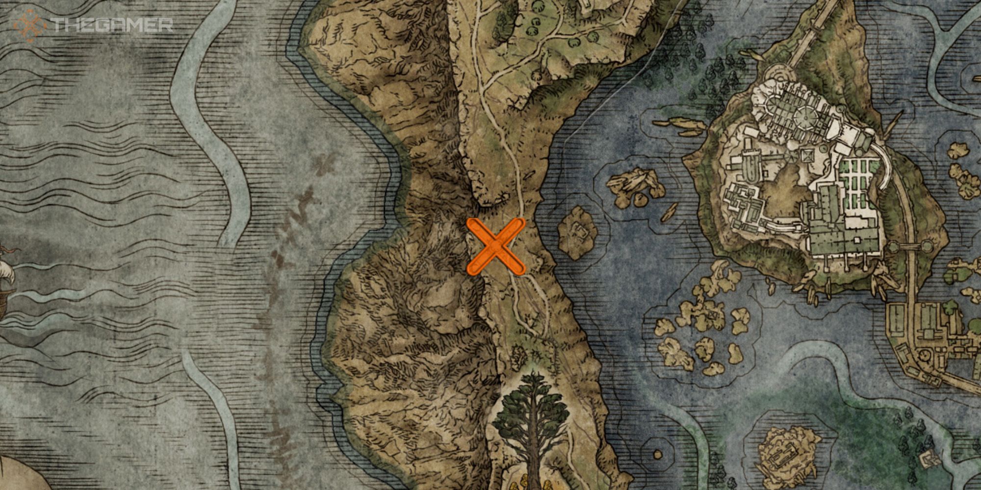 Map showing the location of the Greatblade Phalanx Sorcery in Elden Ring
