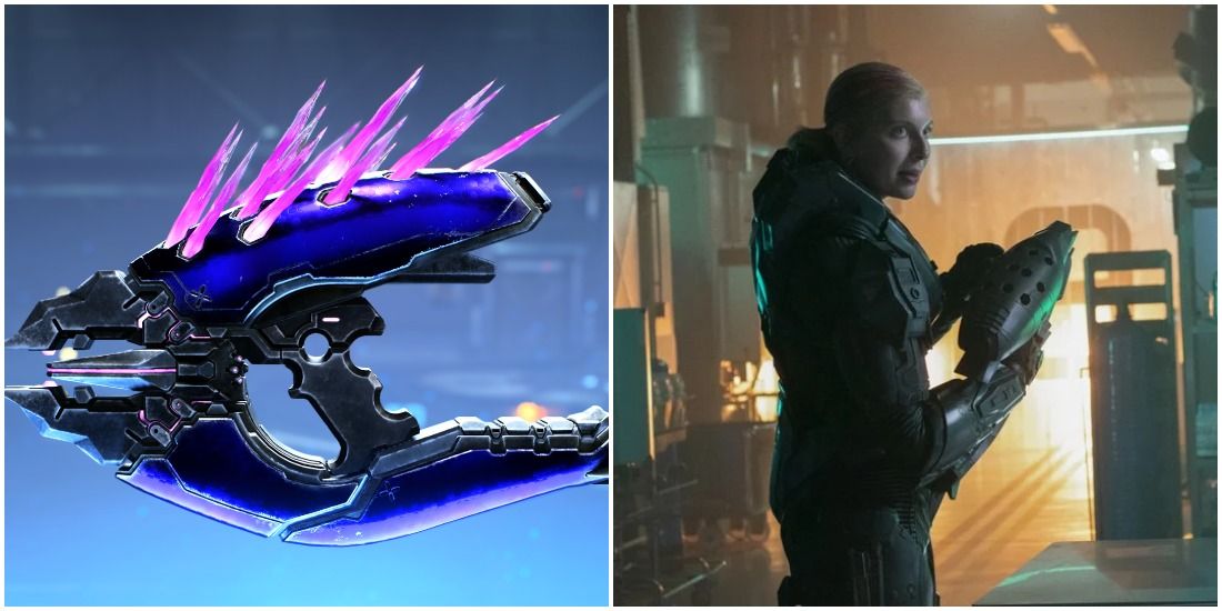 Halo Needler In Game, And Spartan Kai Holding Needler In Paramount Series