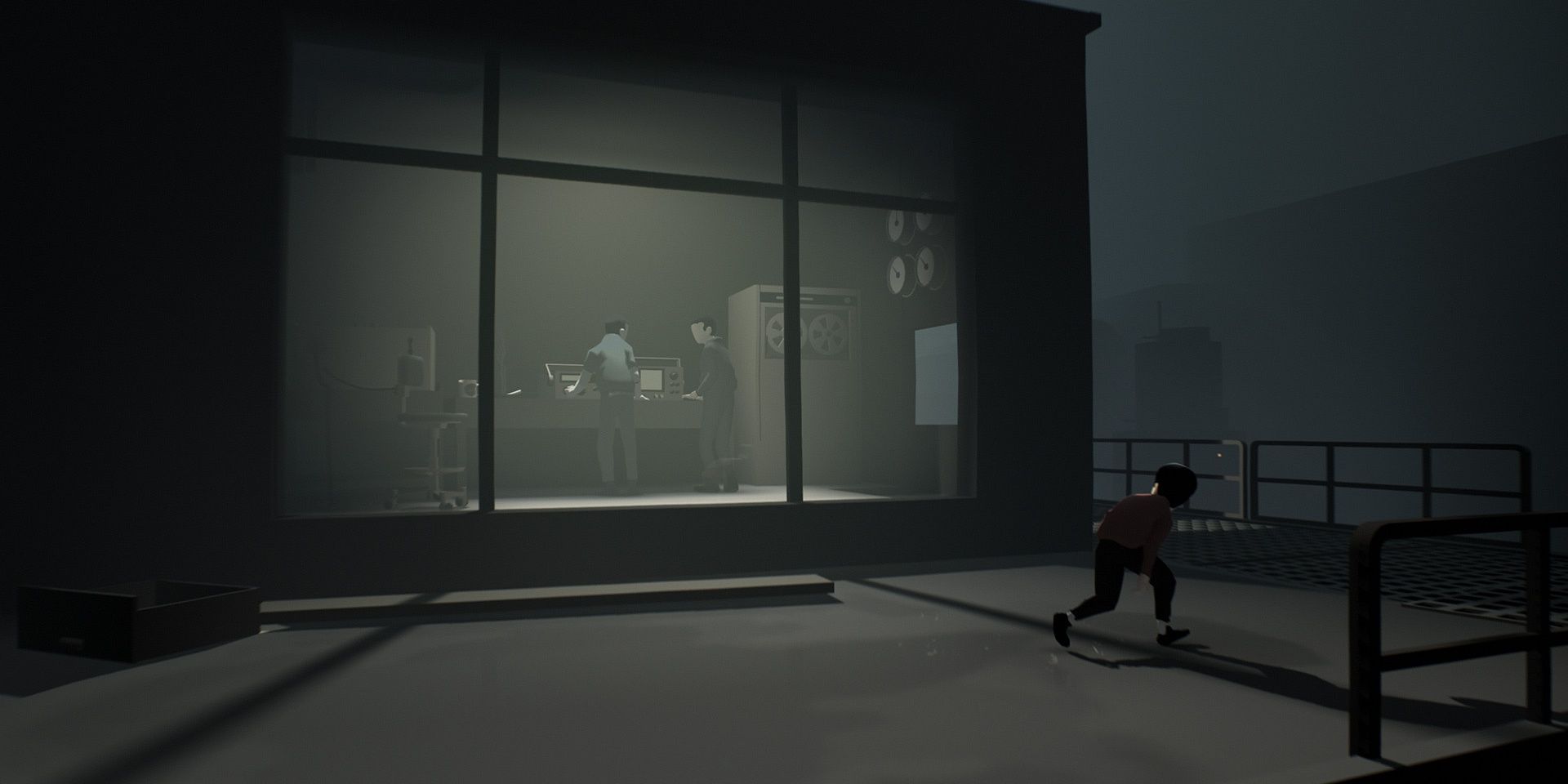 The boy sneaking around a facility in INSIDE