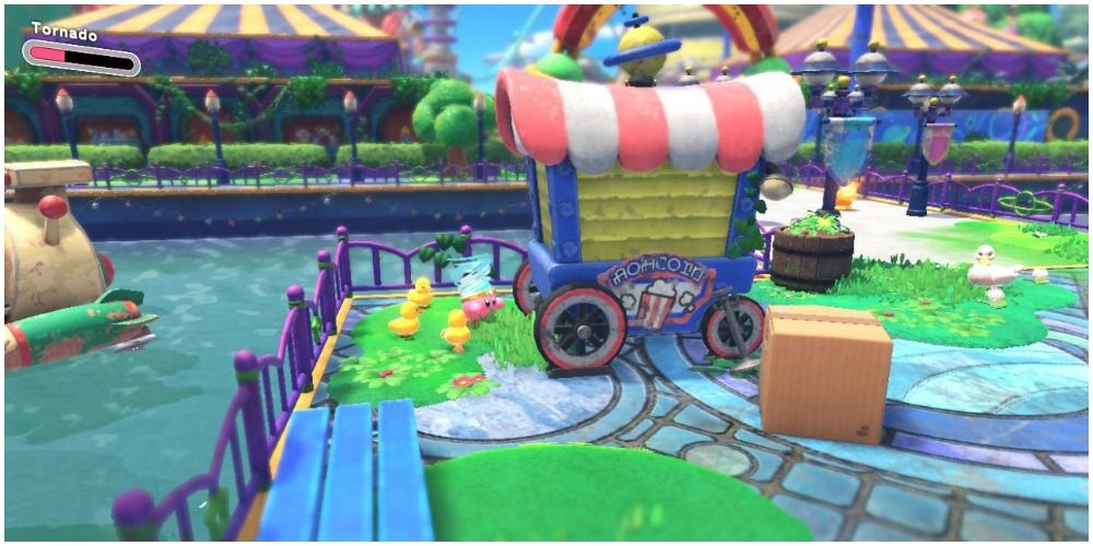 Kirby With Fourth Duck Behind Red And White Wagon In Welcome To Wondaria