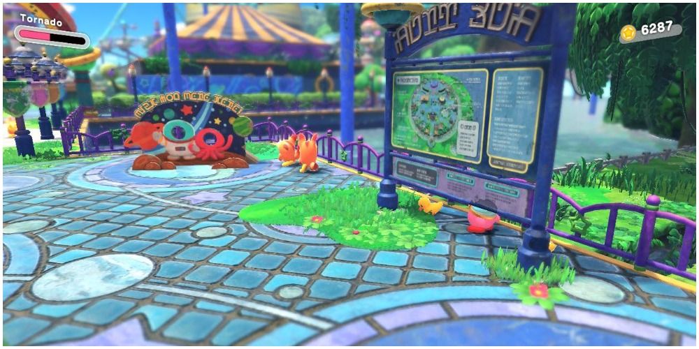 Kirby With Second Duck Behind Map In Welcome To Wondaria