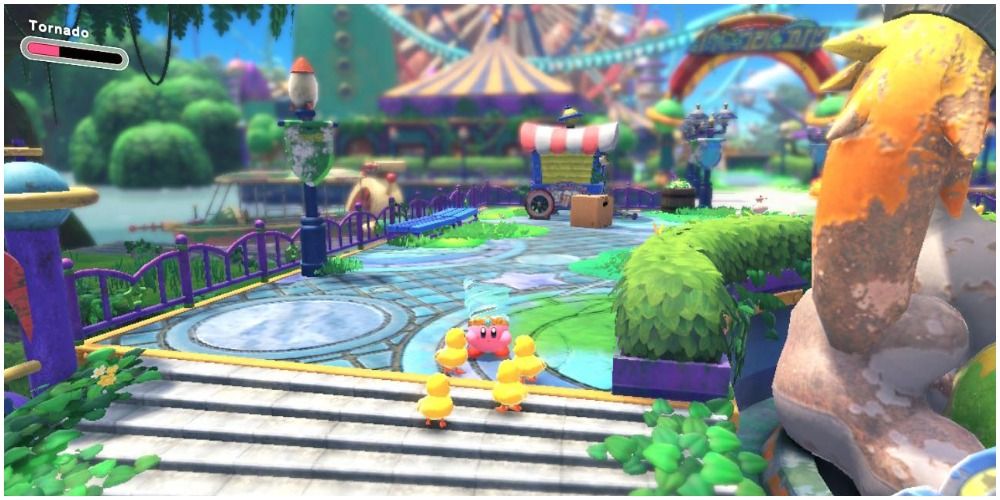 Kirby With Third Duck (And Its Siblings) On Left Staircase In Welcome To Wondaria