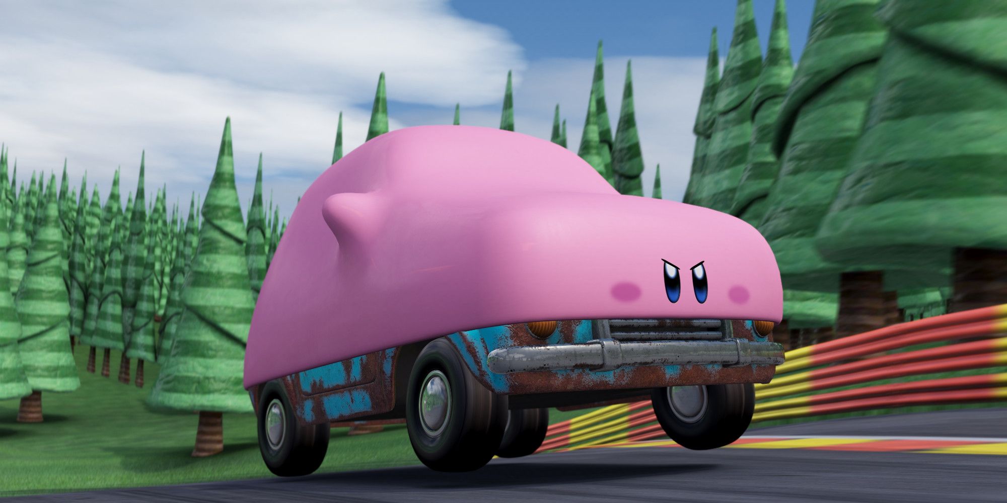 Kirby car mod assetto corsa - car form kirby frowning and driving fast