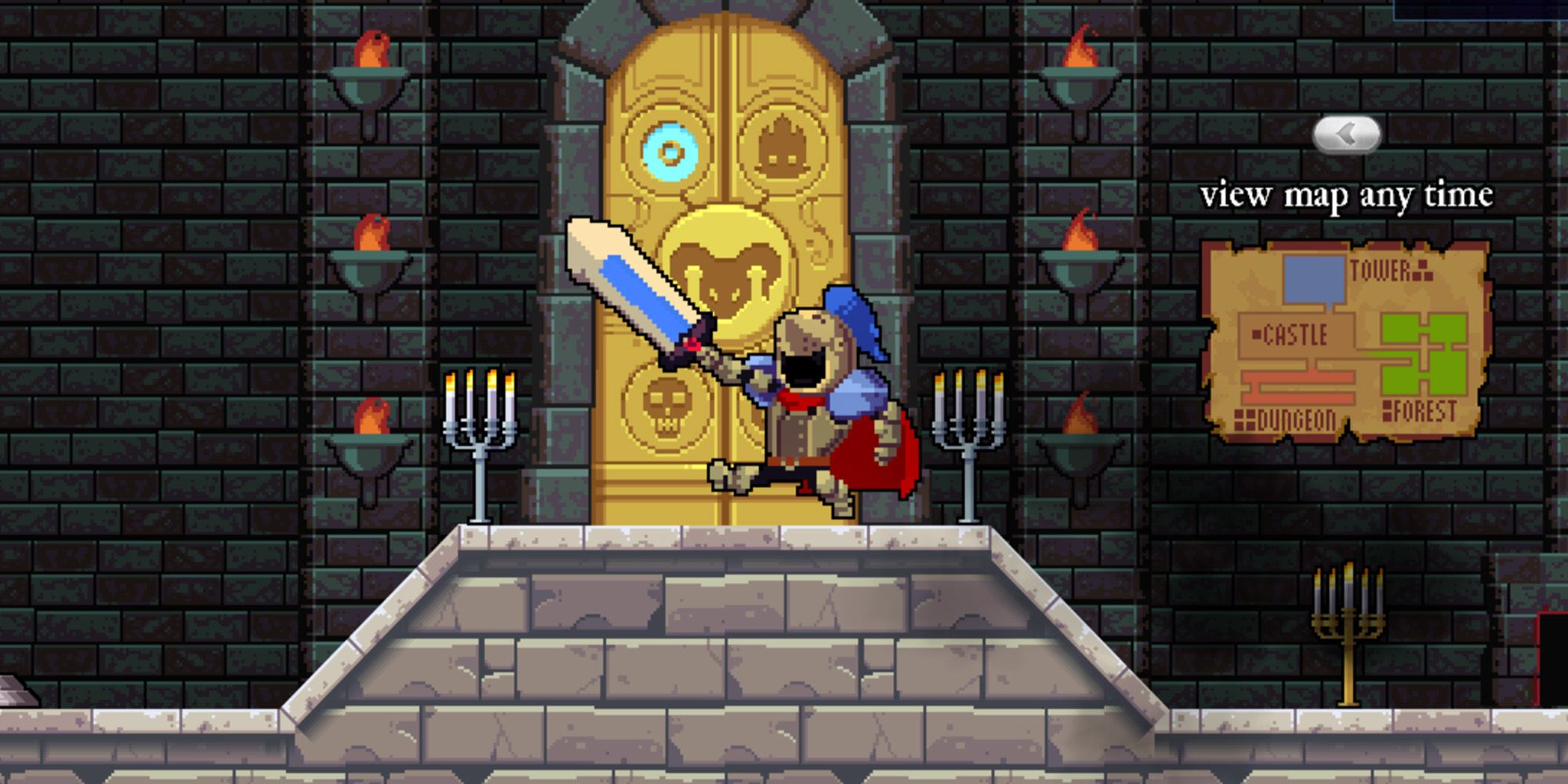 Rogue Legacy screenshot Knave running in front of final boss entrance