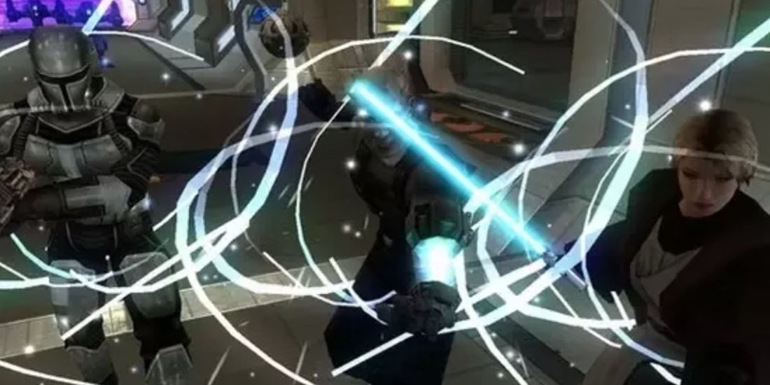 The Exile from Star Wars KOTOR uses Force Heal on her companions.
