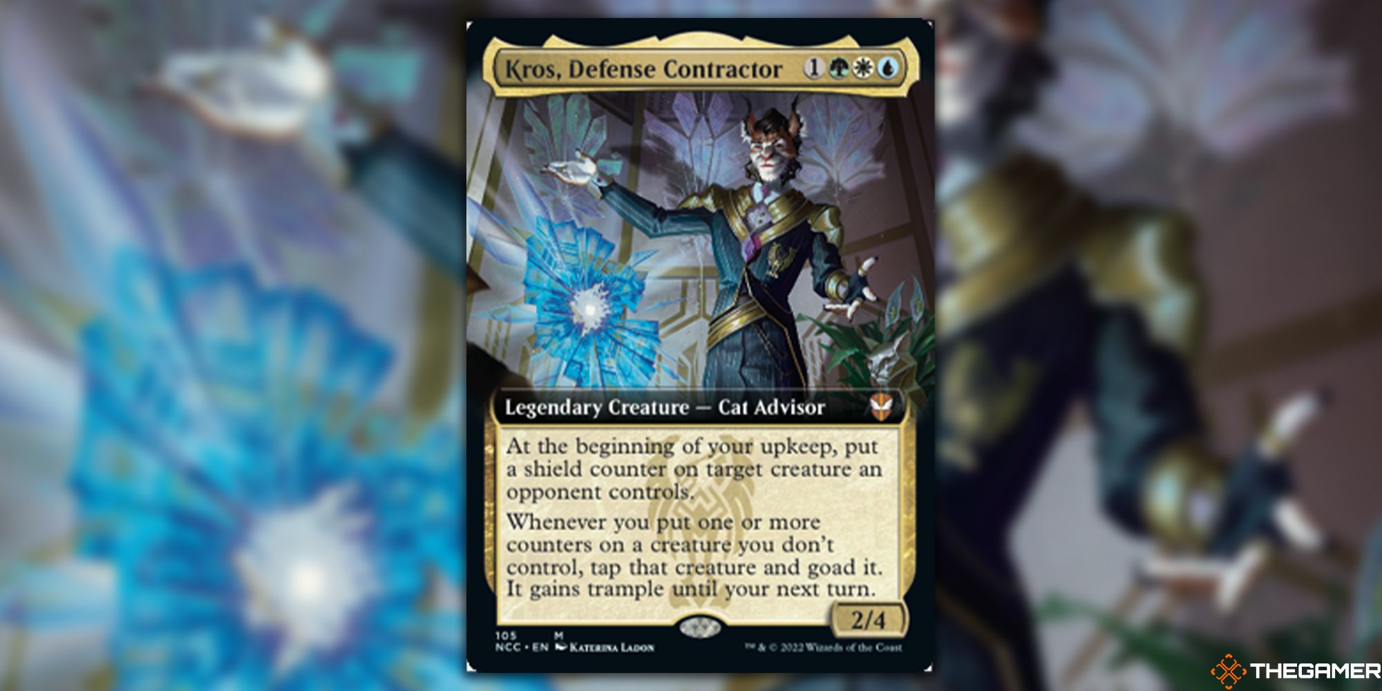 Image of the Kros, Defense Contractor card in Magic: The Gathering, with art by Katerina Ladon