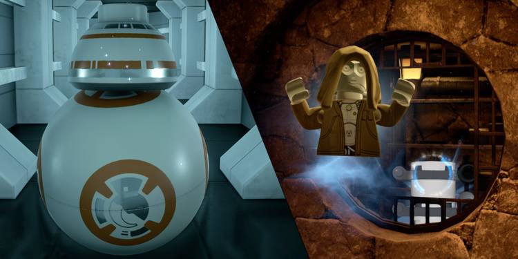 Разделенное изображение с разделенным пополам C-3PO и BB-8