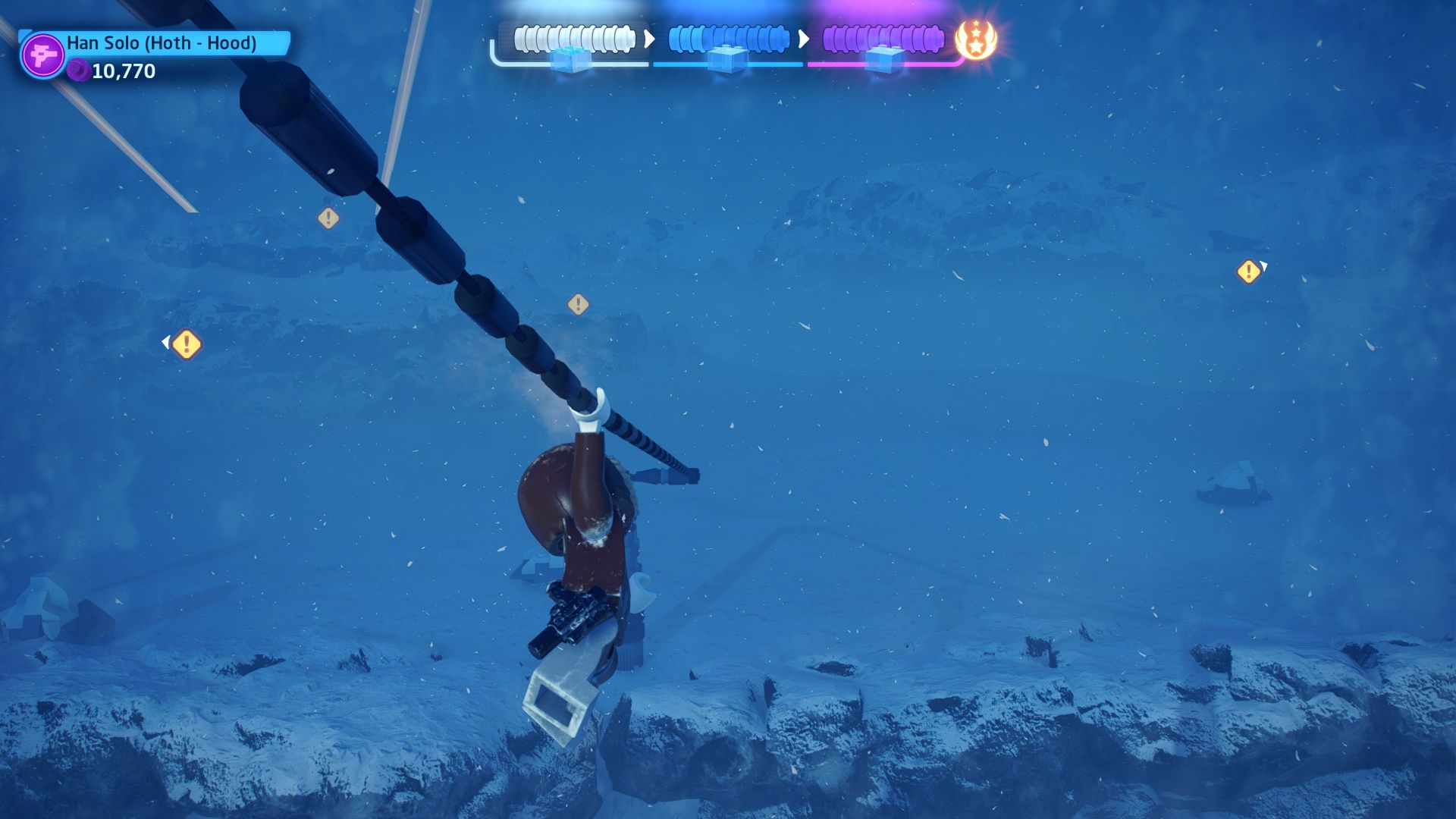 Han-Solo sliding down a zip line