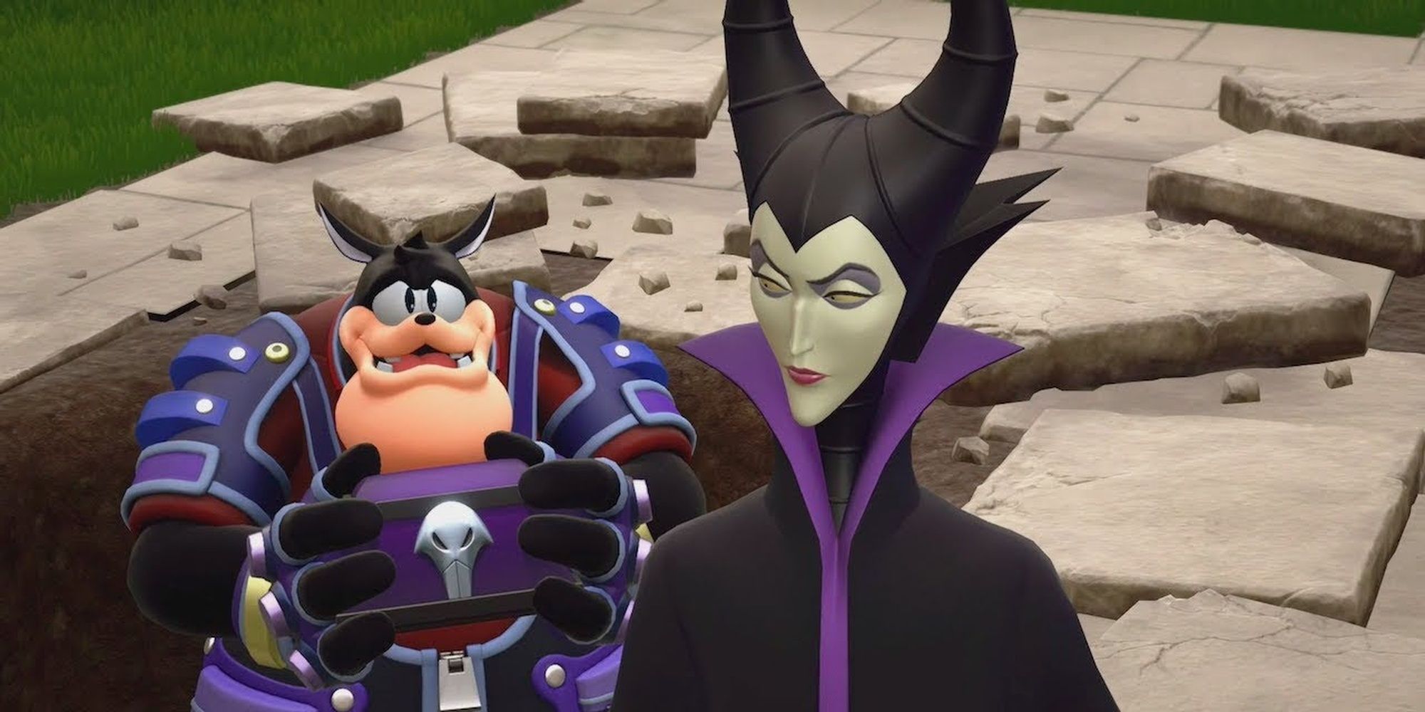 Maleficent and her minion Pete in Kingdom Hearts 3