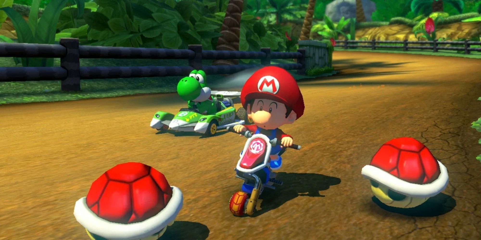 Mario Kart Screenshot of Baby Mario With Shells