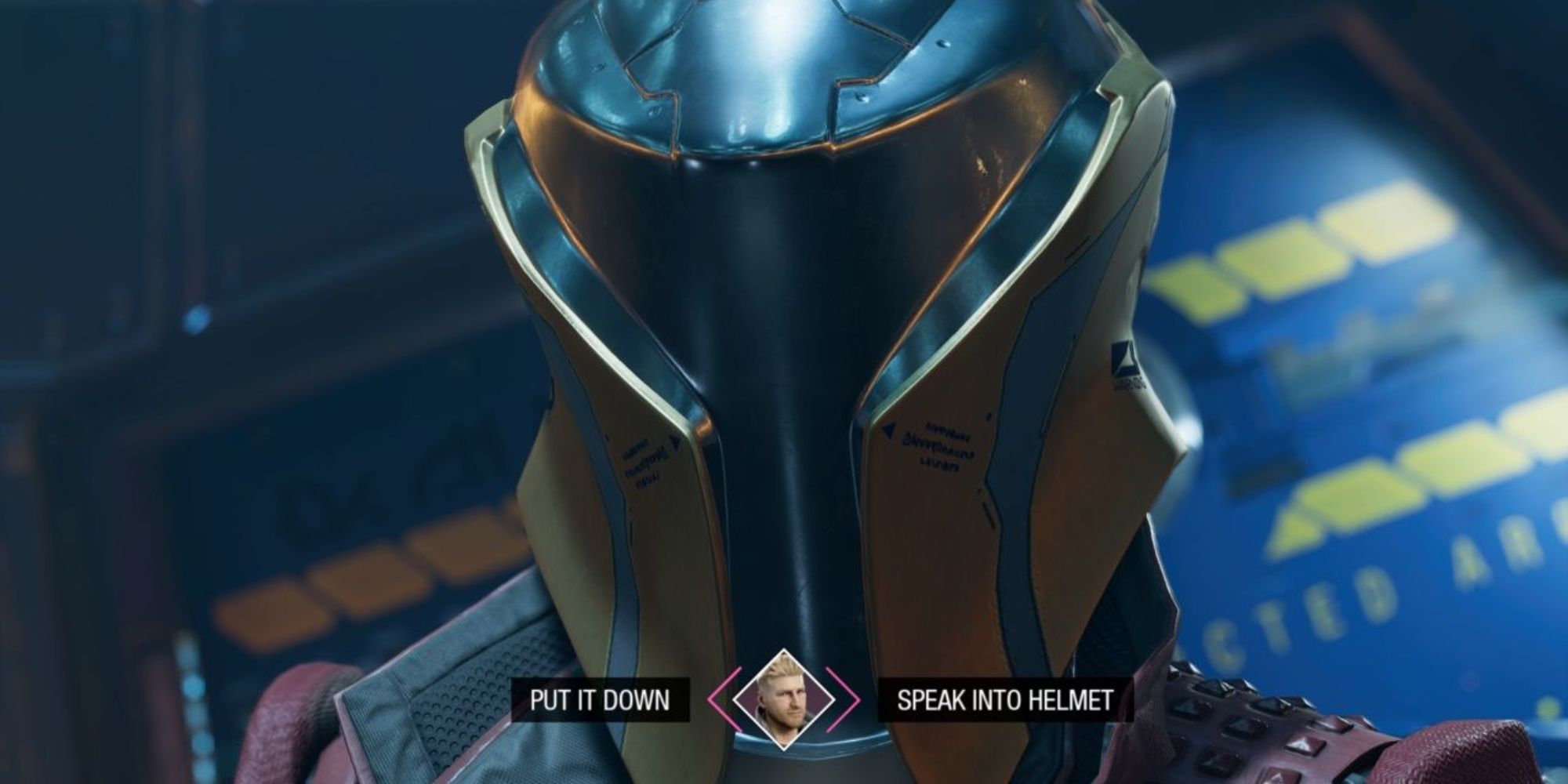Marvel's Guardians of the Galaxy Screenshot Of Nova Corps Helmet Decision