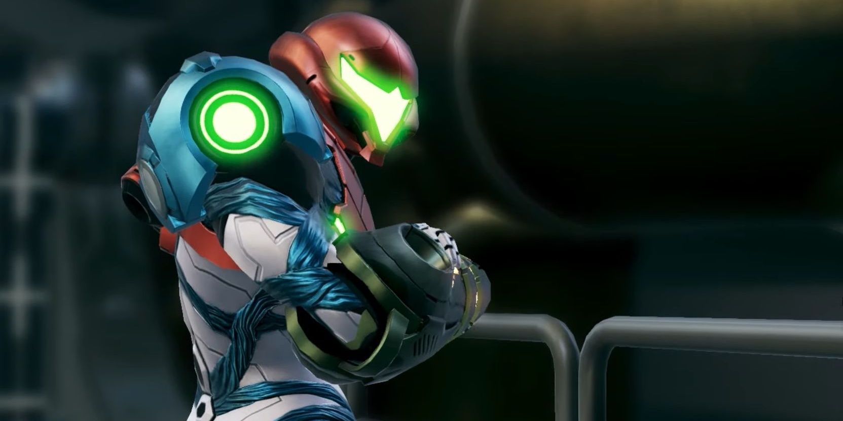 Samus early on in Metroid Dread