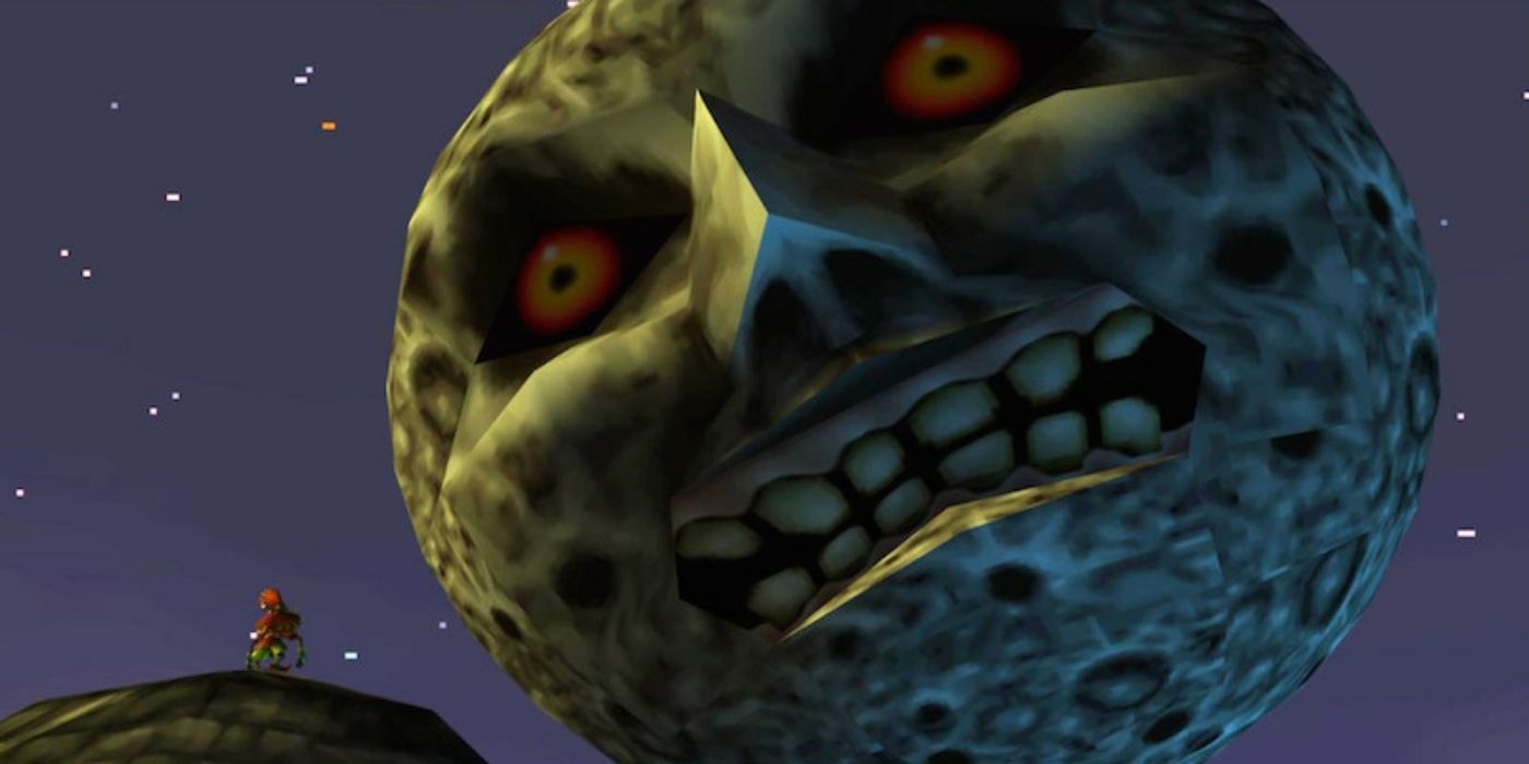 The Skull Kid draws the moon in during Marjora's Mask