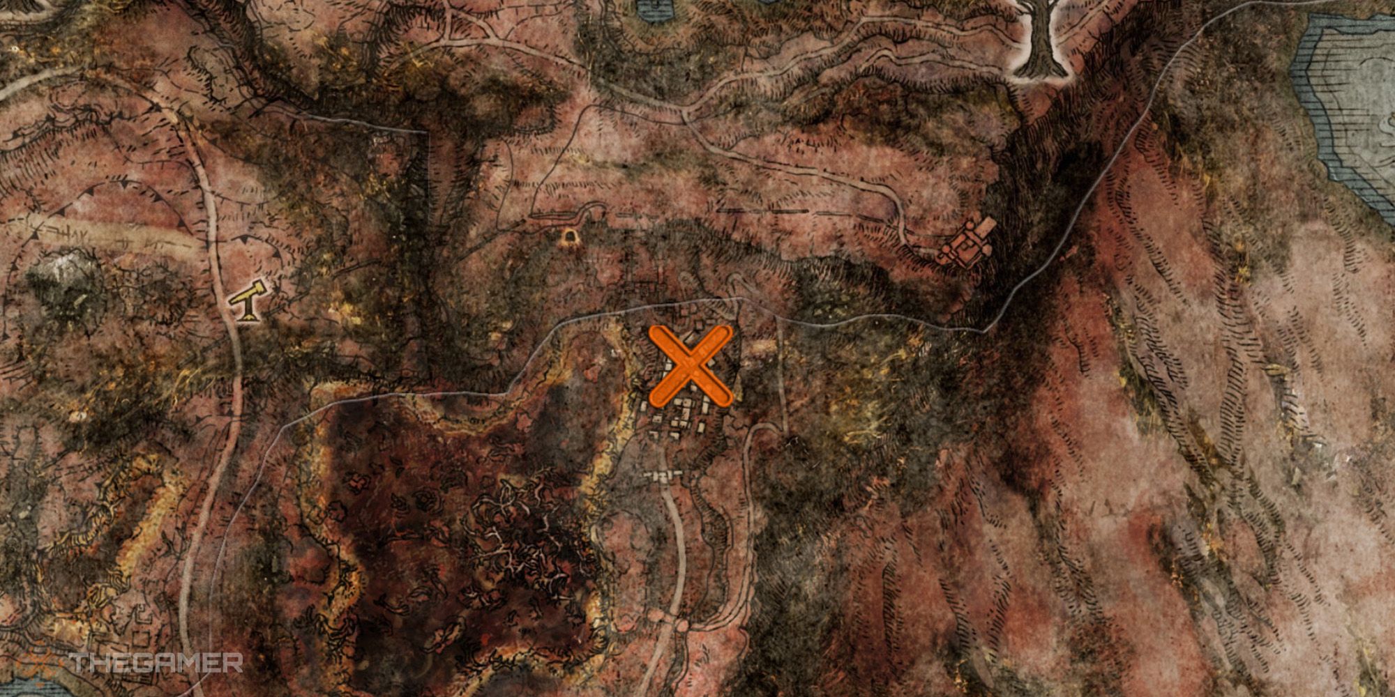 Map showing the location of the Night Comet Sorcery in Elden Ring