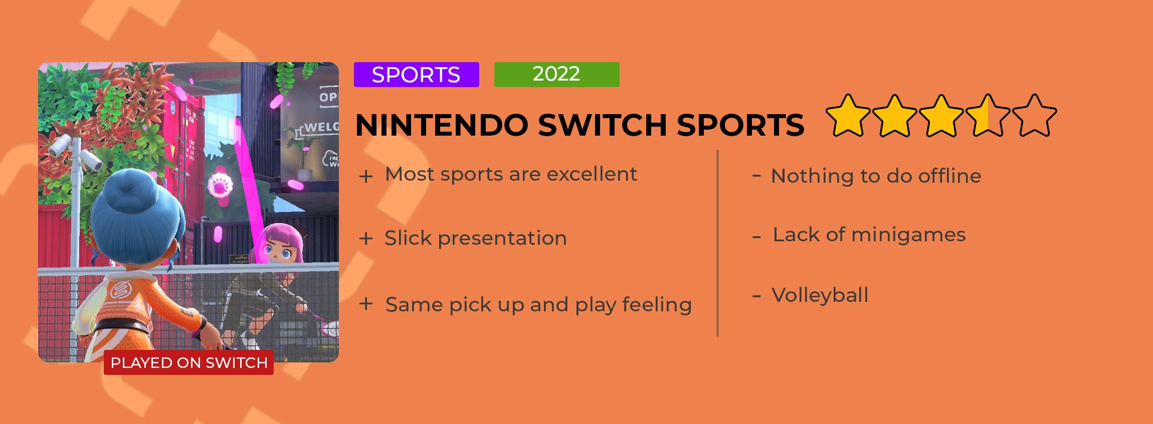 Nintendo Switch Sports Review Card