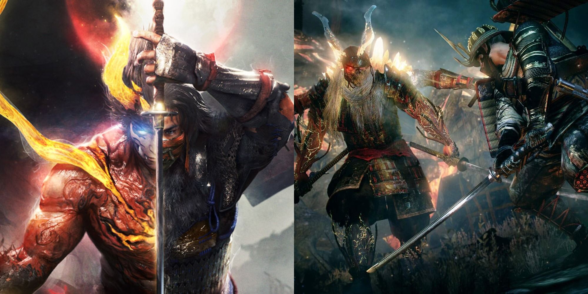 Nioh 2 cover art and combat