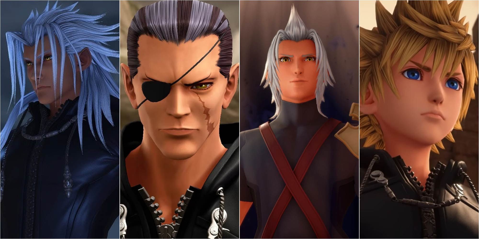 Xemnas, Xigbar, Terra-Xehanort and Roxas in Kingdom Hearts 3