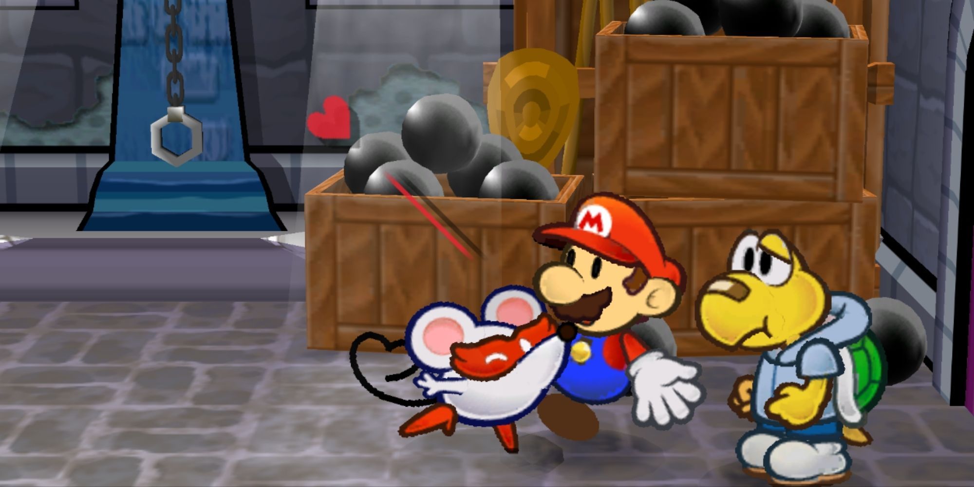 Paper Mario Ms. Mowz Gives Mario A Smooch In Hooktails Castle