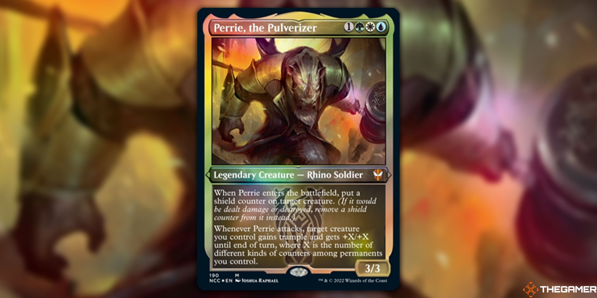 Image of the Perrie, the Pulverizer card in Magic: The Gathering, with art by Joshua Raphael