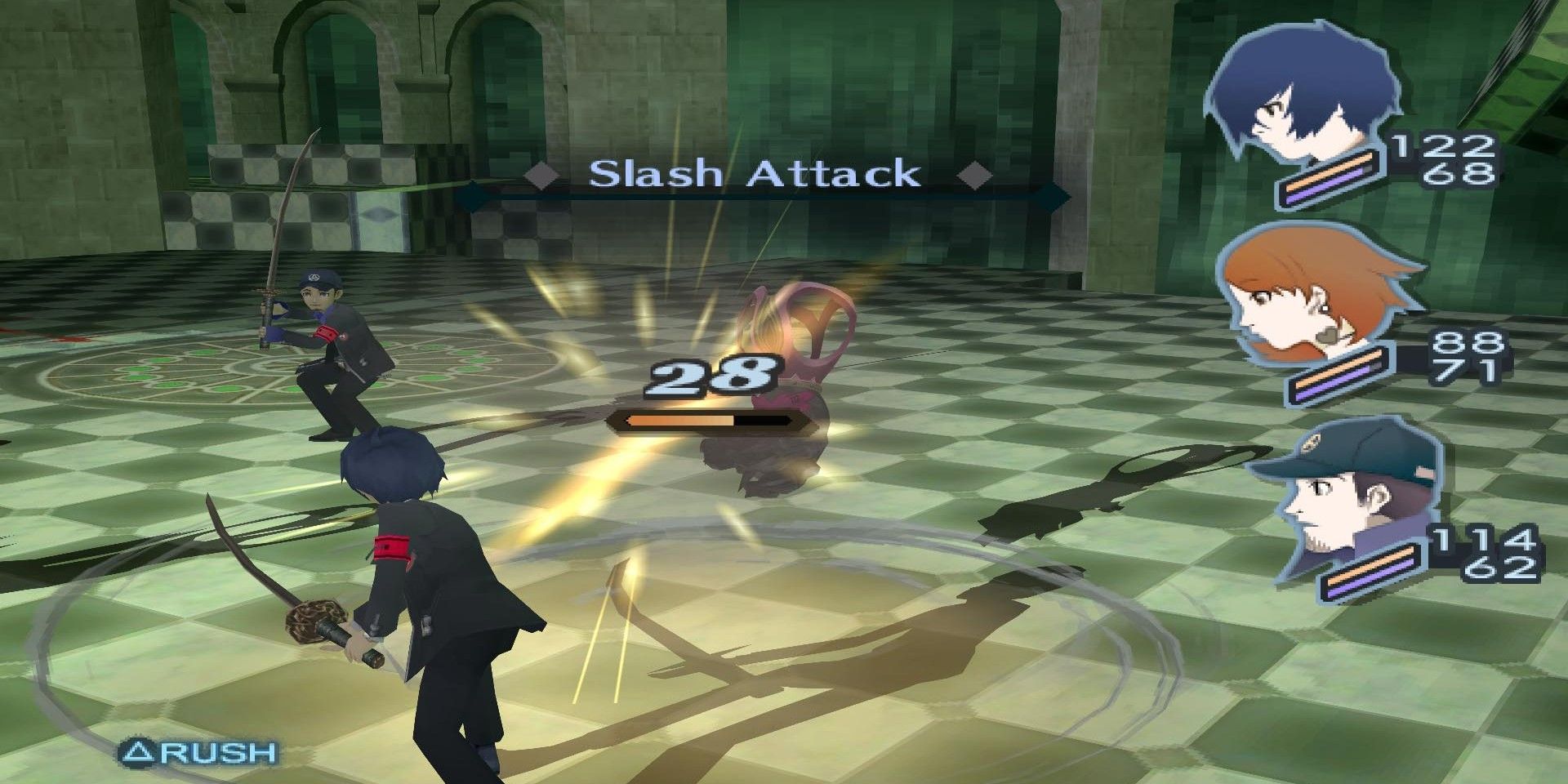 Persona 3 FES screenshot of characters in battle