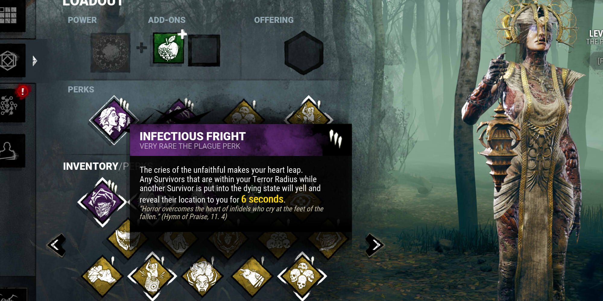 Infectious Fright is a teachable that is found in The Plague's Bloodweb starting at level 35