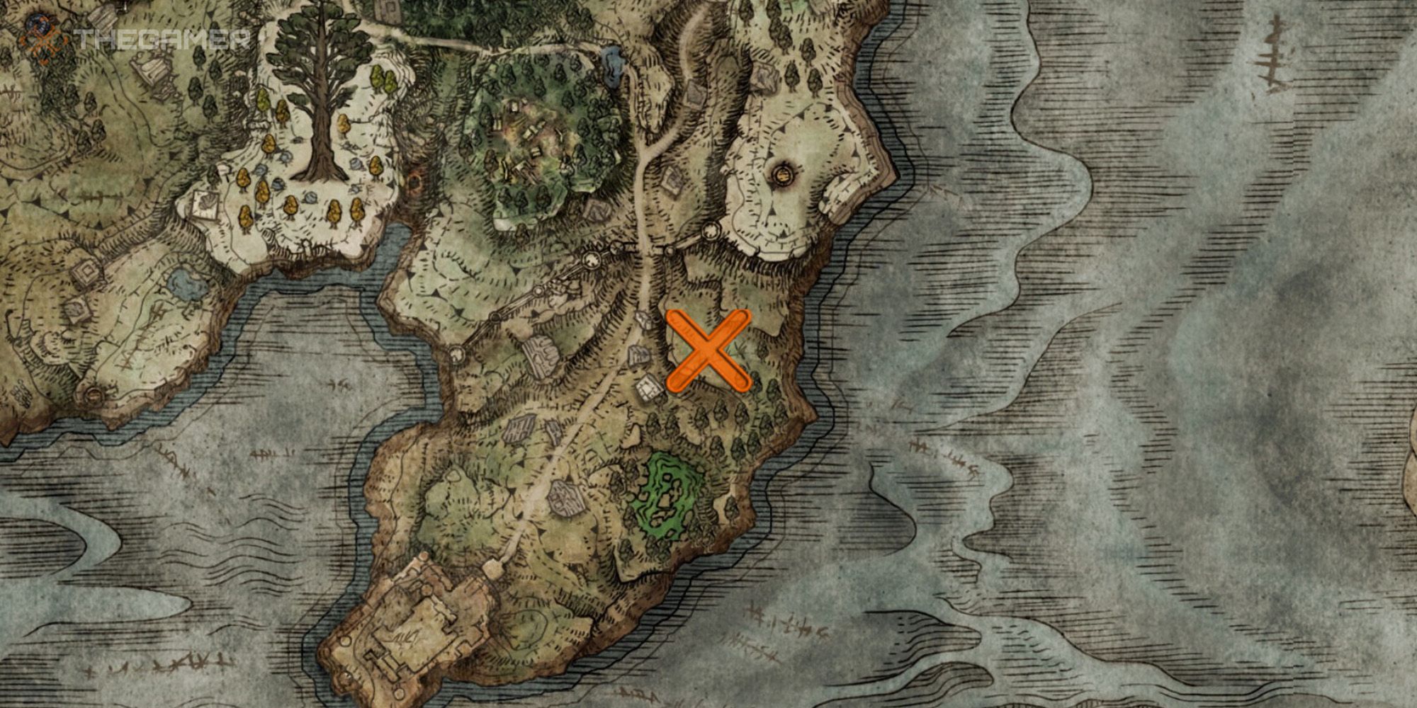 Map showing the location of the Poison Mist Incantation in Elden Ring