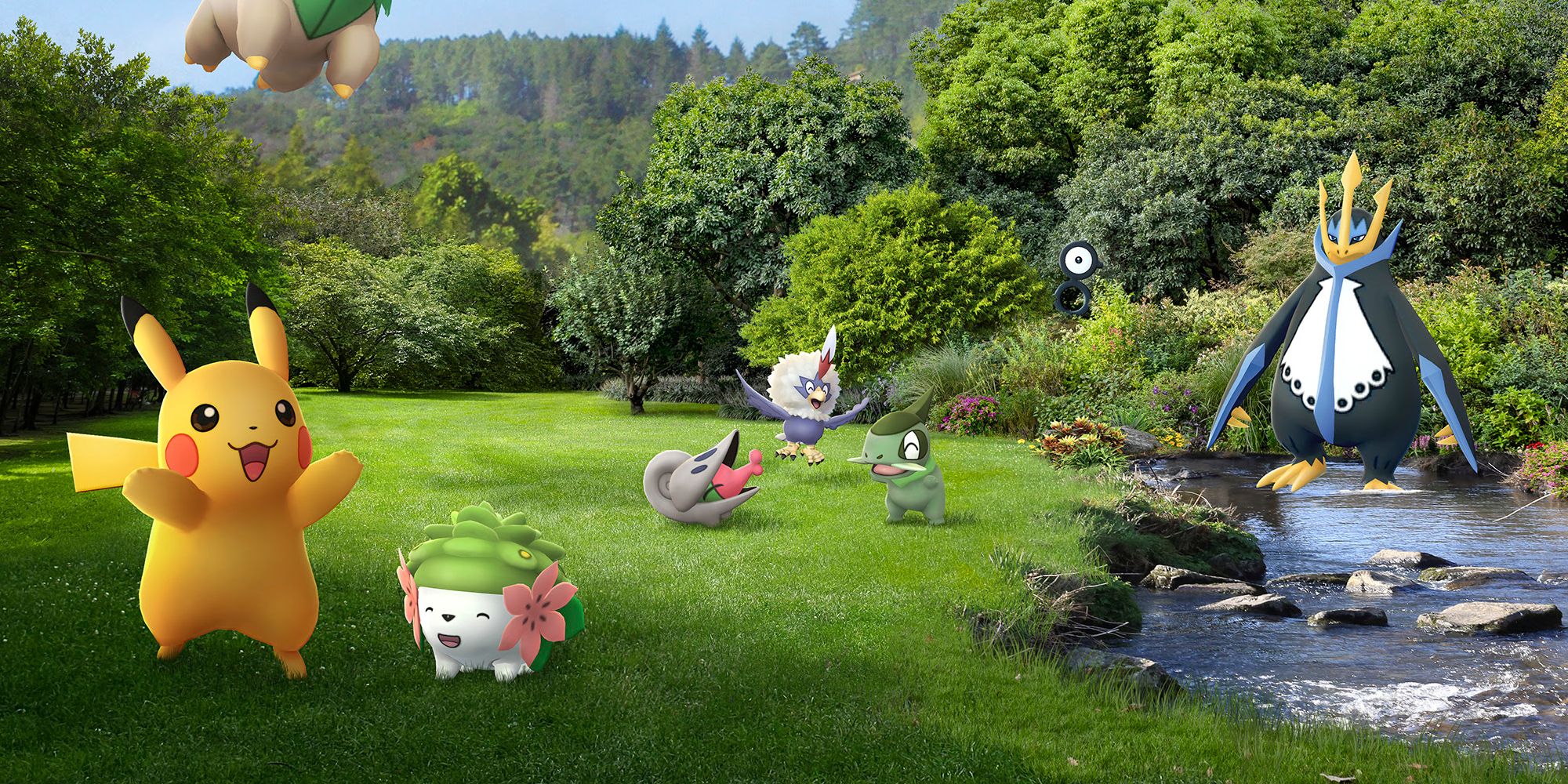 A bunch of Pokemon in a field
