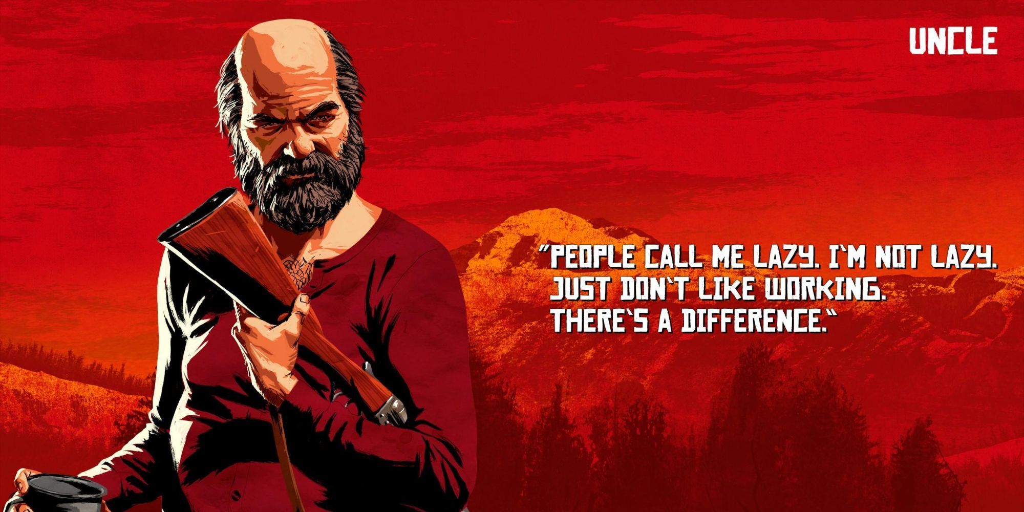 RDR2 art of Uncle with quote