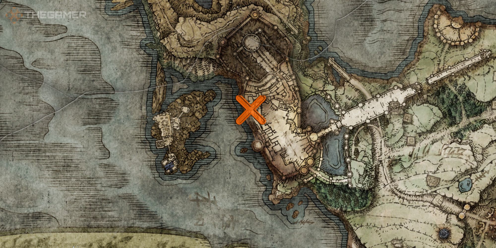 Map showing the location of the Rancorcall Sorcery in Elden Ring