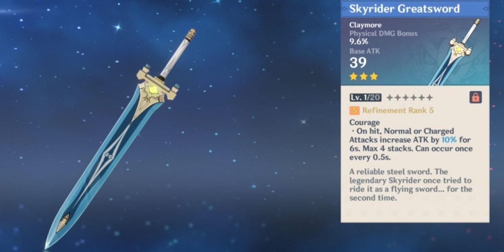 Skyrider Greatsword stats